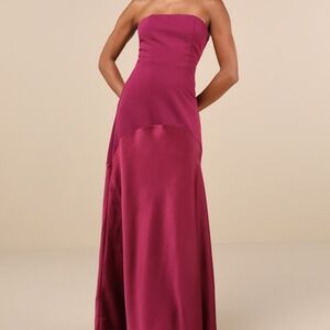 Lulus Compelling Style Plum Purple Strapless A-line Maxi Dress - Size S